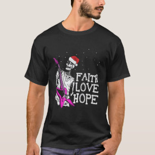 Skelet dat gitaar speelt geloof hoop liefde cool C T-shirt