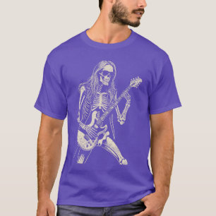 Skelet dat gitaar speelt Grafische Rock and Roll R T-shirt