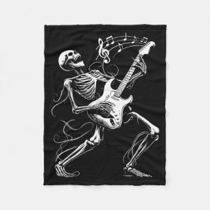 Skelet dat gitaar speelt muziek voor mannen vrouwe fleece deken