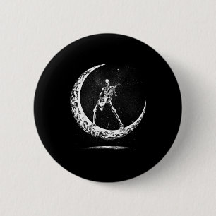 Skelet dat gitaar speelt rock-'n-rollband voor man ronde button 5,7 cm