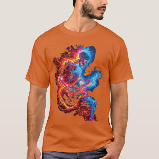 Skelet dat gitaar speelt Rock shredding gitaar T-shirt