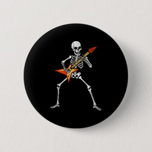 Skelet dat gitaar speelt rockmuziek Soky Halloween Ronde Button 5,7 Cm