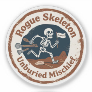 Skelet dat met gereedschap rent Humor Sticker