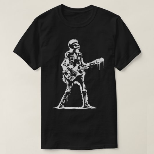 skelet dat rock speelt t-shirt (Design voorkant)