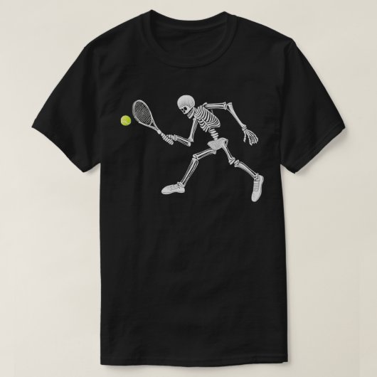 Skelet dat tennis speelt t-shirt (Design voorkant)