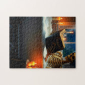 Skelet dat zich ontspant in bad legpuzzel (Horizontaal)