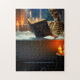 Skelet dat zich ontspant in bad legpuzzel