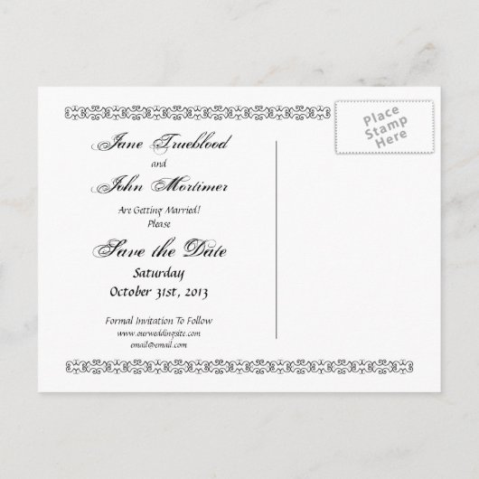 Skelet (datum opslaan) - Briefkaart (Achterkant)