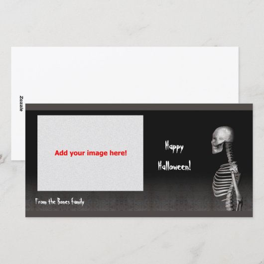 Skelet - de Kaart van de Foto van Halloween (Voorkant / Achterkant)
