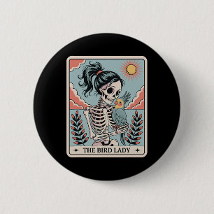 Skelet De Vogel Dame Tarotkaart Skelet Halloween Ronde Button 5,7 Cm