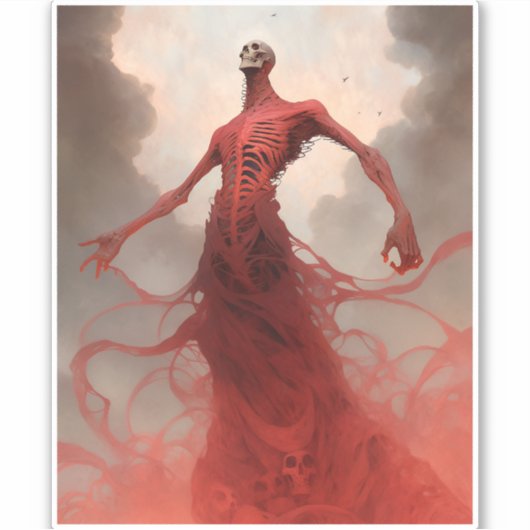Skelet Demon Creature Dark Fantasy Horror Sticker (Voorkant)