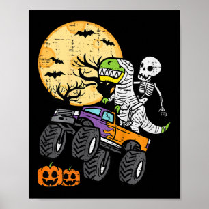 Skelet Dino Monster Truck Halloween Kostuum Peuter Poster