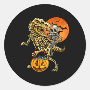 Skelet Dinosaurus Halloween Pompoen Voor Jongens K Ronde Sticker