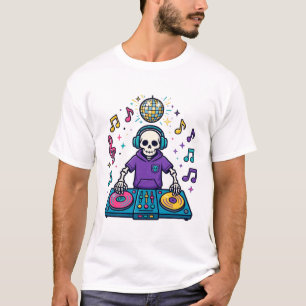 Skelet DJ-feestje Grappige Halloween-muziek Kunst T-shirt