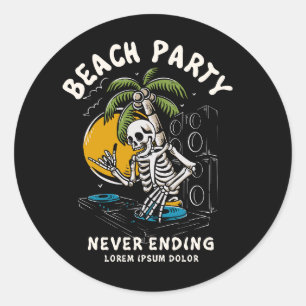 Skelet dj schedel zomer design illustratie ronde sticker