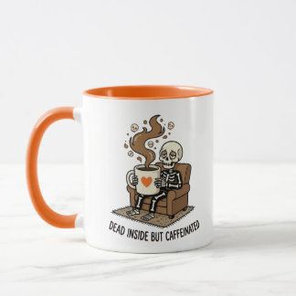 Skelet dode binnenkant maar cafeïne-humor mok
