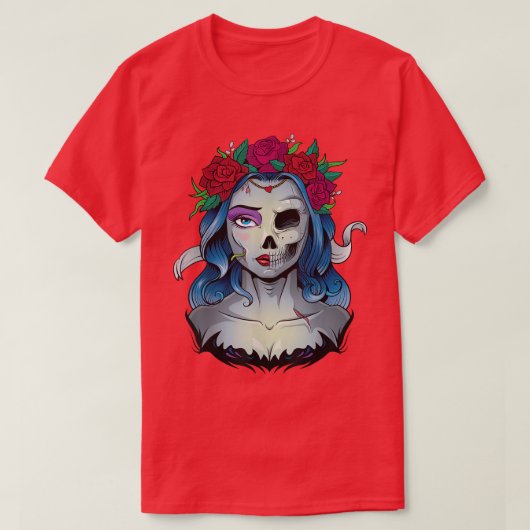 Skelet Dode Bruid Halloween Kostuum Ondead La Ca T-shirt (Design voorkant)