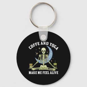 Skelet Doet Yoga En Drinkt Koffie Ik Voel Me Ali Sleutelhanger