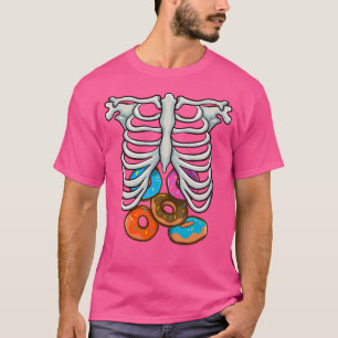 Skelet Donuts Ribbenkast Grappige Halloween Cospla T-shirt