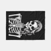 Skelet Drank Drank Monochroom Gotisch Hallo Fleece Deken (Voorkant (Horizontaal))