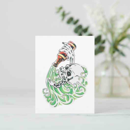 Skelet Drink bier Briefkaart (Staand voorkant)