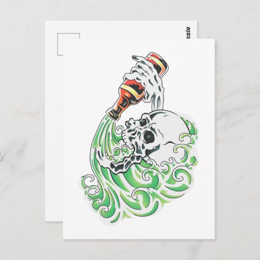 Skelet Drink bier Briefkaart (Voorkant / Achterkant)