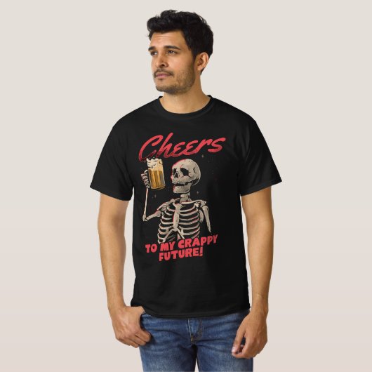 Skelet Drink Bier, Schedel, Nieuw Halloween 2023 T-shirt (Voorkant volledig)