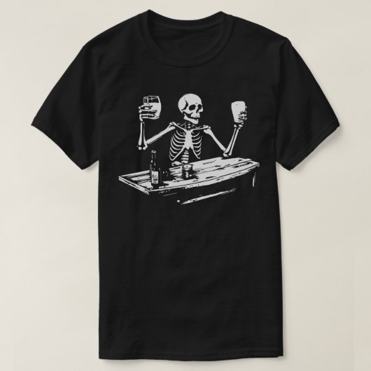 skelet drink bier t-shirt (Design voorkant)