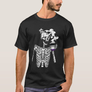 Skelet Drink Coffee Asexual Pride Skull LGBTQ T-shirt