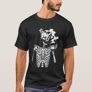Skelet Drink Coffee Asexual Pride Skull LGBTQ T-shirt