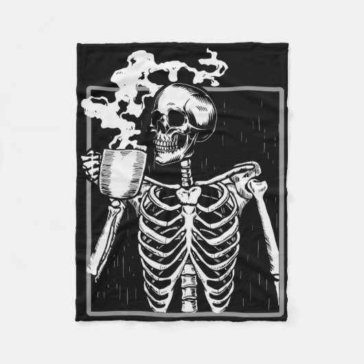 Skelet Drink Coffee Fun Skull Mannen Vrouwen Hallo Fleece Deken (Voorkant)