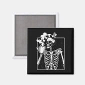 Skelet Drink Coffee Fun Skull Mannen Vrouwen Hallo Magneet (Voorkant / Achterkant)