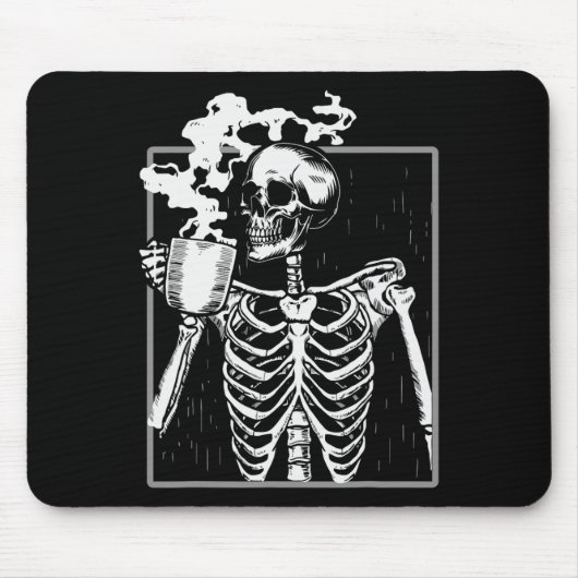 Skelet Drink Coffee Fun Skull Mannen Vrouwen Hallo Muismat (Voorkant)