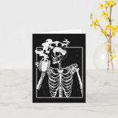 Skelet Drink Coffee Funny Skull Mannen Vrouwen Hal Kaart (Gele Bloem)