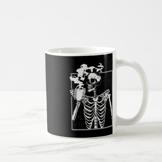 Skelet Drink Coffee Funny Skull Mannen Vrouwen Hal Koffiemok (Rechts)