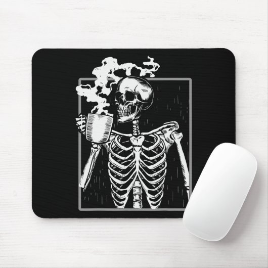 Skelet Drink Coffee Funny Skull Mannen Vrouwen Hal Muismat (Met muis)