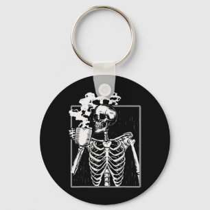 Skelet Drink Coffee Funny Skull Mannen Vrouwen Hal Sleutelhanger