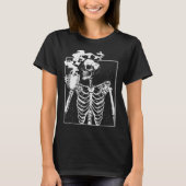 Skelet Drink Coffee Funny Skull Mannen Vrouwen Hal T-shirt (Voorkant)