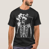Skelet Drink Coffee Funny Skull Mannen Vrouwen Hal T-shirt (Voorkant)