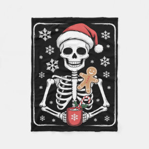 Skelet Drink Coffee Santa Hat Christmas Fleece Deken