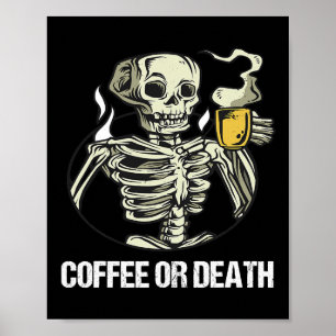Skelet Drink koffie  Mannen Halloween Cos. Poster