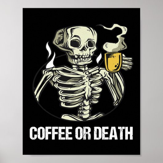 Skelet Drink koffie  Mannen Halloween Cos. Poster (Voorkant)