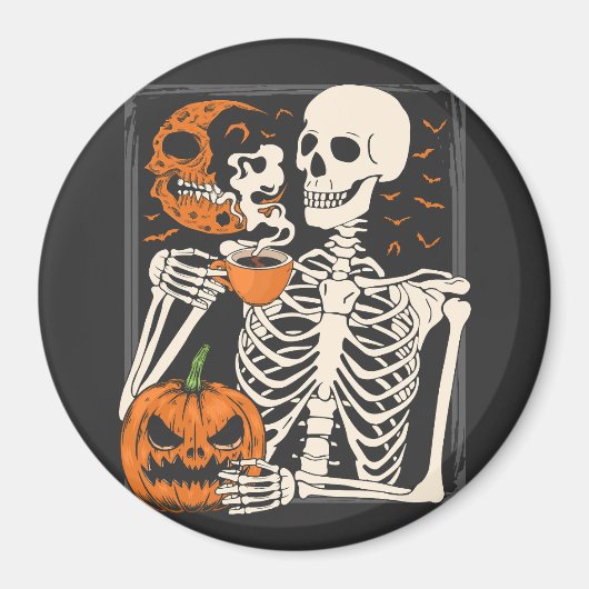 Skelet Drink koffieliefhebber Halloween Skull Cir Magneet (Voorkant)
