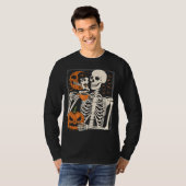 Skelet Drink Koffieliefhebber Halloween Skull ML T-shirt (Voorkant volledig)