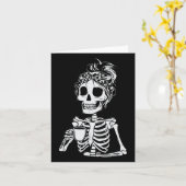 Skelet Drink Koffieschedel Grappige Halloween Wom Kaart (Gele Bloem)