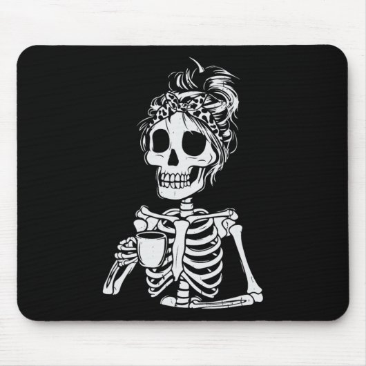 Skelet Drink Koffieschedel Grappige Halloween Wom Muismat (Voorkant)
