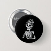 Skelet Drink Koffieschedel Grappige Halloween Wom Ronde Button 5,7 Cm (Voorkant /achterkant)