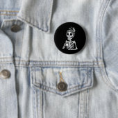 Skelet Drink Koffieschedel Grappige Halloween Wom Ronde Button 5,7 Cm (In situ)