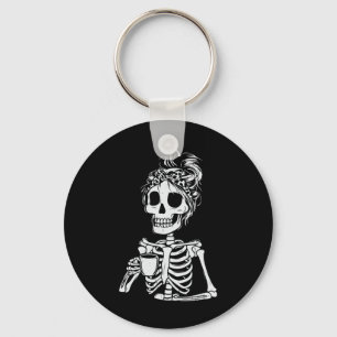 Skelet Drink Koffieschedel Grappige Halloween Wom Sleutelhanger