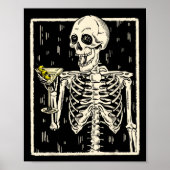 Skelet Drink Martini Tail Retro Halloween Cos Poster (Voorkant)